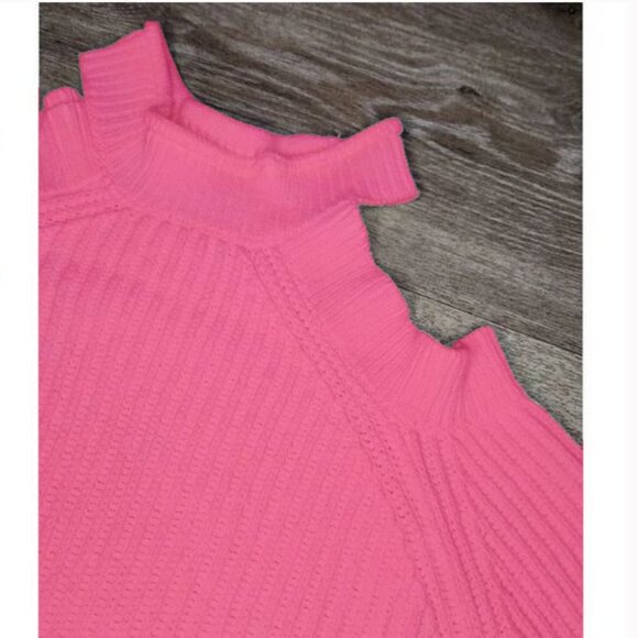 RARE Vntg Guess Ribbed Cut Out Cold Shoulder knit Sweater Salmon Pink Barbiecore - Picture 3 of 15